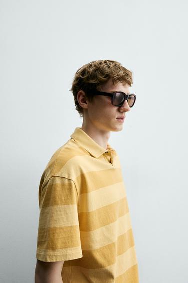 RELAXED FIT STRIPED POLO SHIRT - Yellow by Zara - Image 5