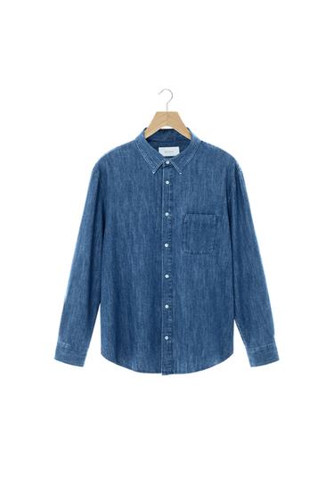 CAMISA DENIM SELVEDGE - Azul de Zara