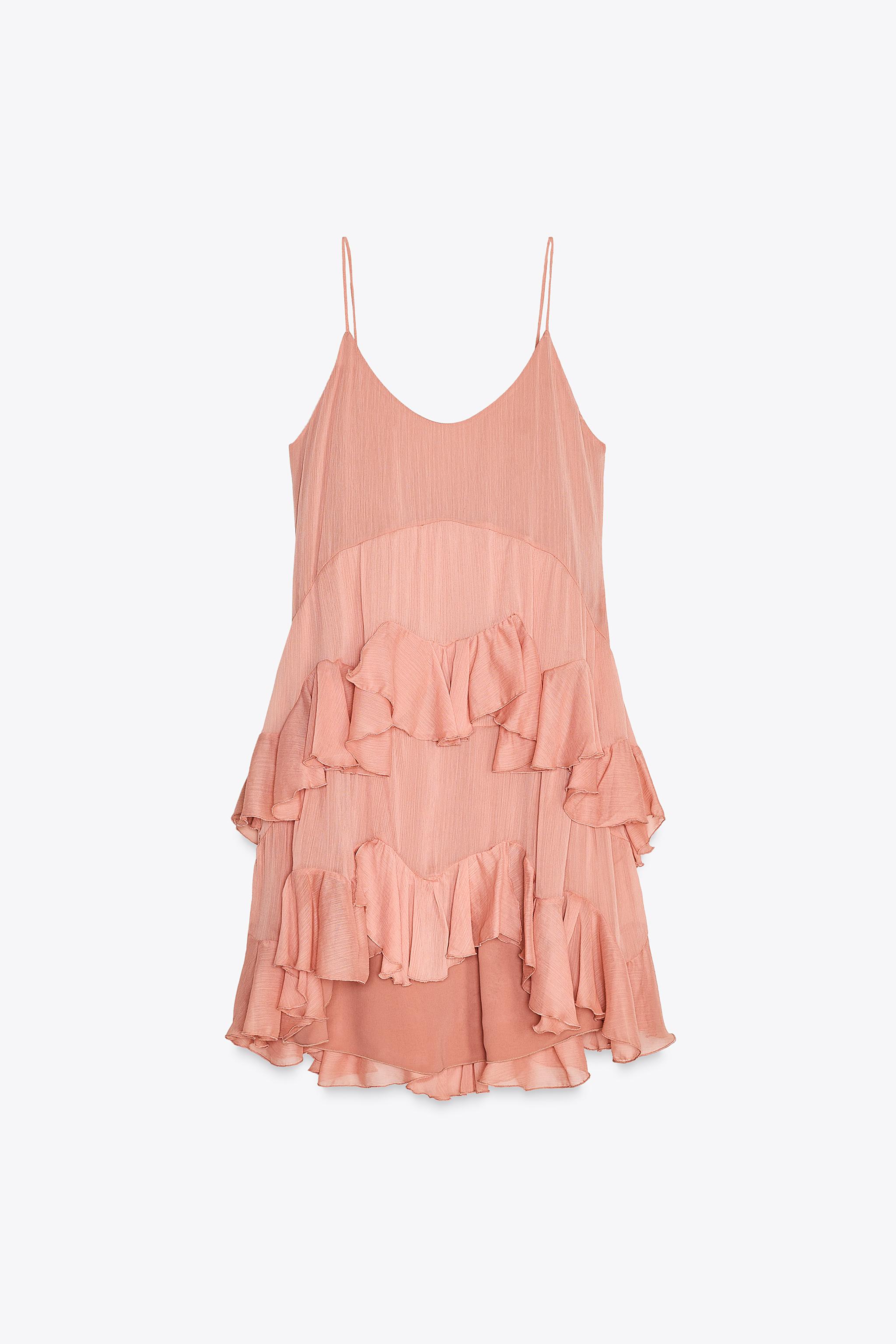 ZW COLLECTION SHORT RUFFLED DRESS - Salmon | ZARA United States