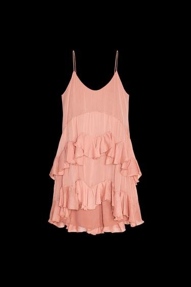KURZES KLEID MIT VOLANTS – ZW COLLECTION - Lachsfarben von Zara - Bild 0