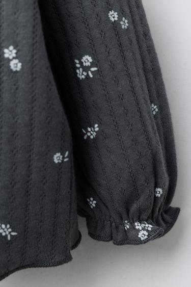 FLORAL PRINT T-SHIRT - Dark anthracite by Zara - Image 2