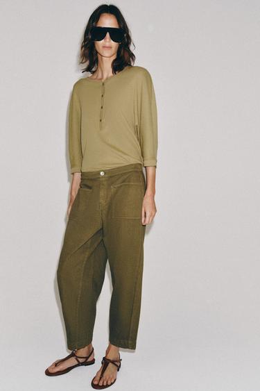 ZW COLLECTION BARREL TROUSERS - Khaki by Zara - Image 5