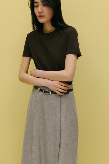 MIDI SKIRT WITH BELT - Beige by Zara - Image 0
