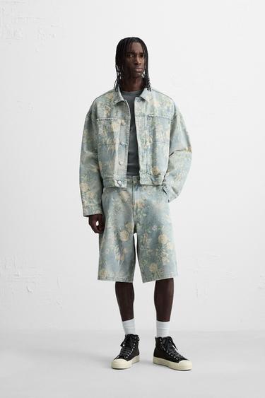 FLORAL PRINT CARPENTER POCKET BERMUDA SHORTS - Printed by Zara - Image 0