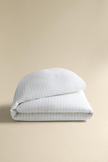 COTTON DUVET COVER WITH DOUBLE STRIPES - Oyster-white by Zara - Image 4