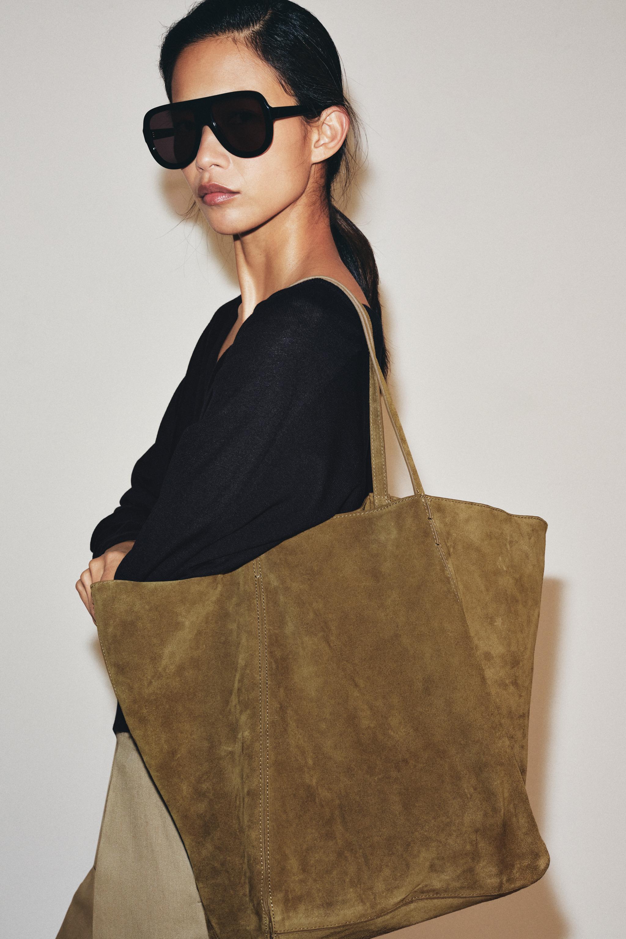 SUEDE MAXI SHOPPER BAG — 1-525