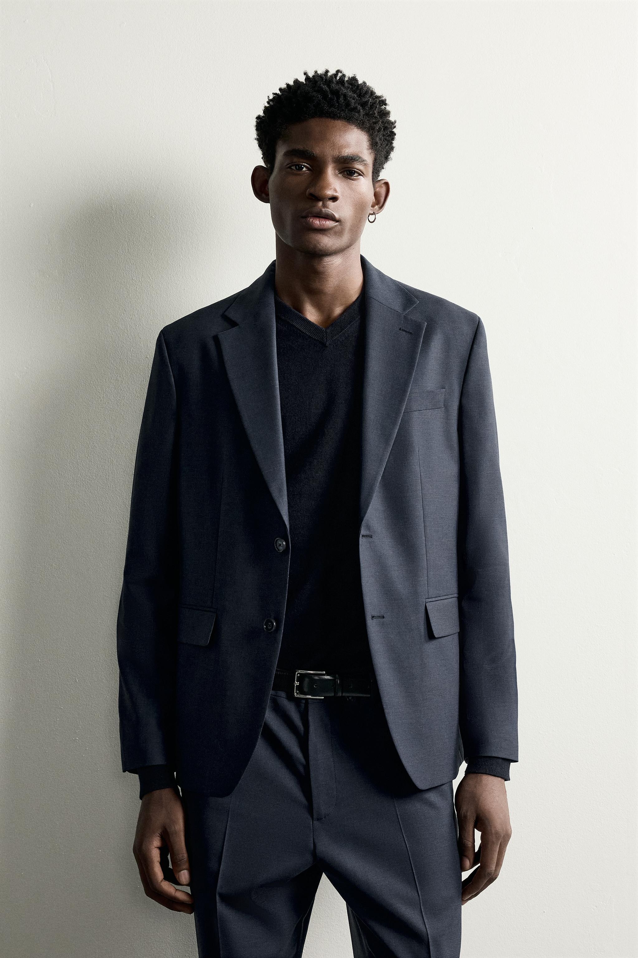 CHECK SUIT BLAZER - Blue | ZARA New Zealand