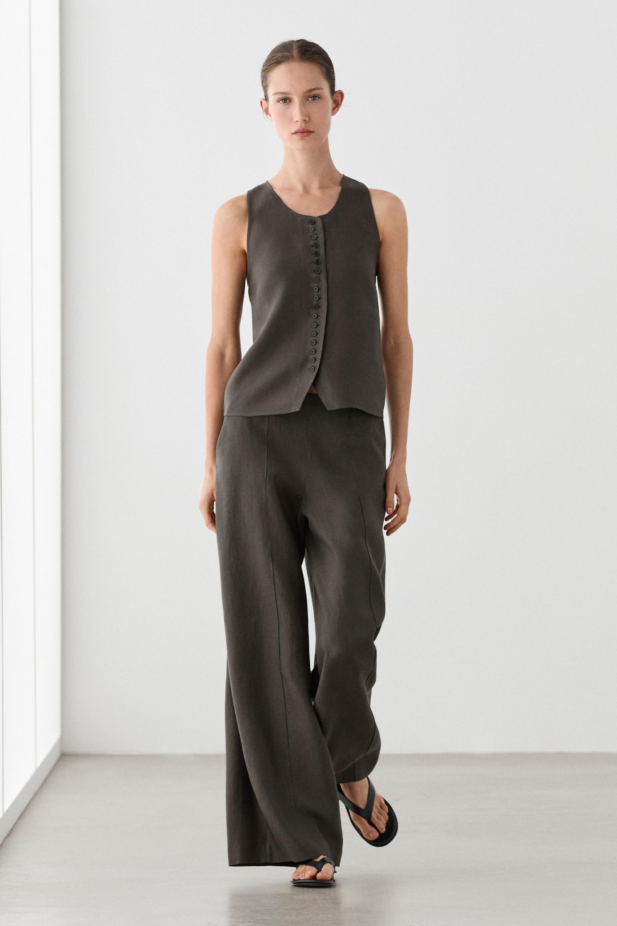 100% linen vest — Brown marl