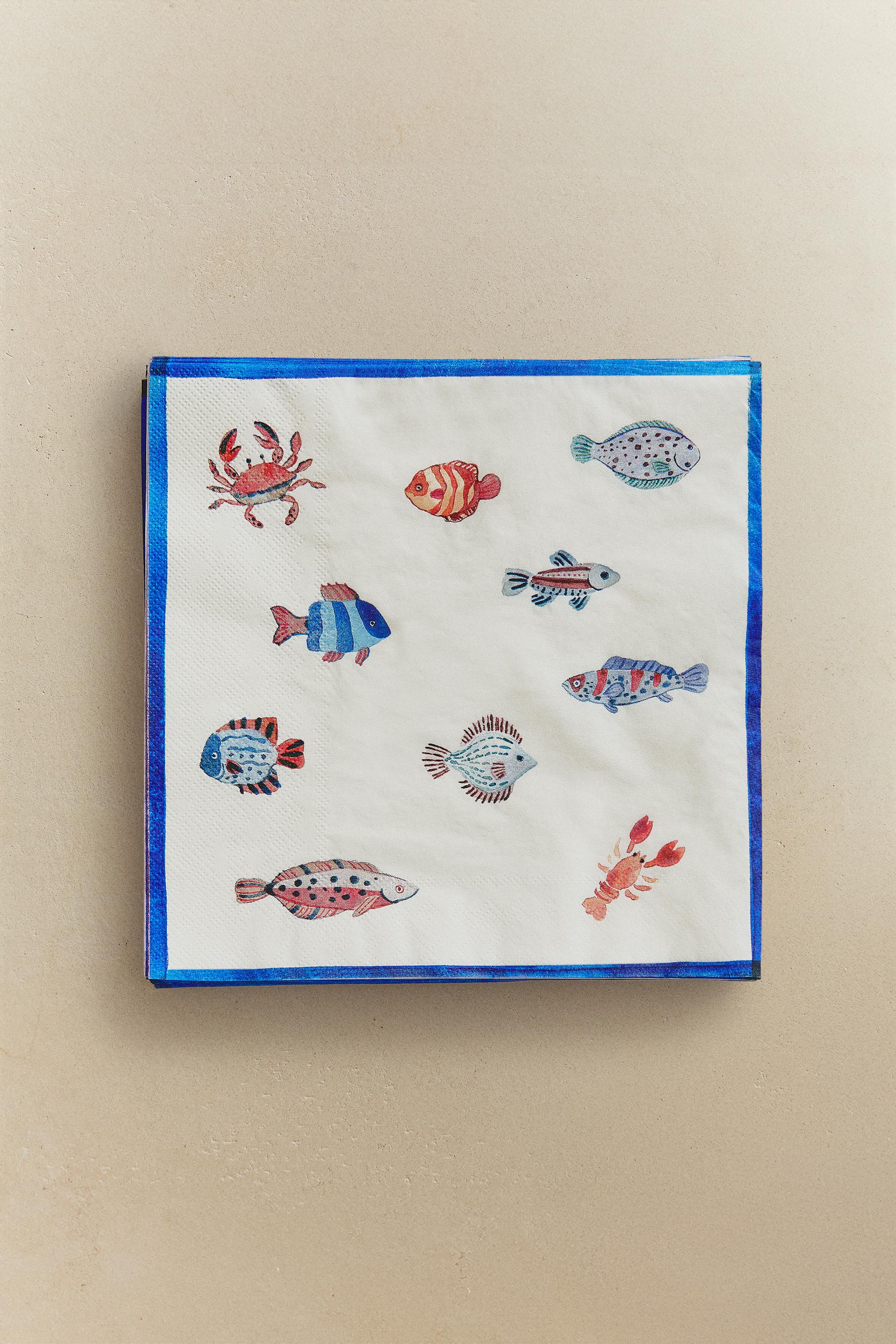 LOT DE 20 SERVIETTES PAPIER POISSONS (LOT DE 20)