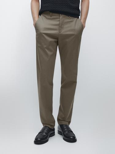 Cotton blend slim fit pants — Green 2