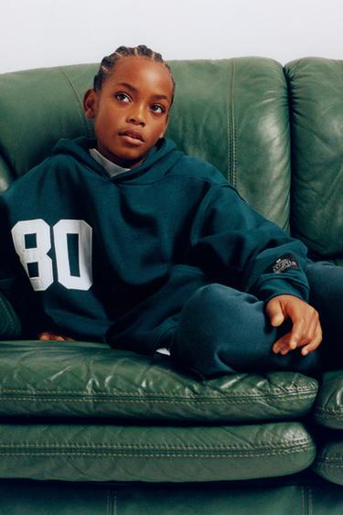 NUMBER JOGGING HOODIE - Bottle green by Zara