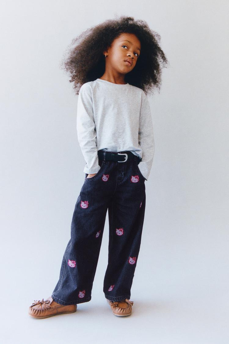 Jeans barrel bordados hello kitty sanrio