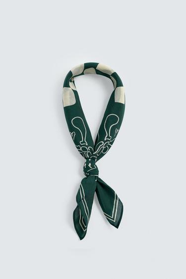 Zara Gri / Mavi - KONTRAST DESENLİ BANDANA
