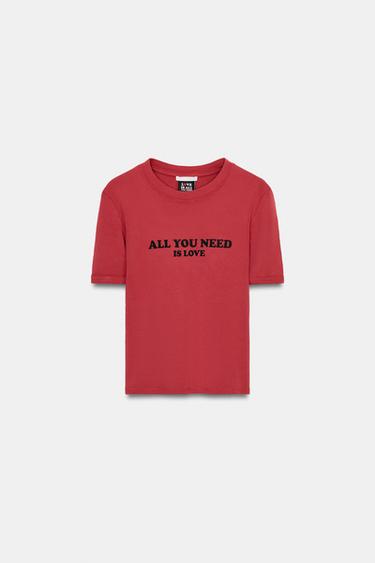 FRONT SLOGAN T-SHIRT - Red by Zara