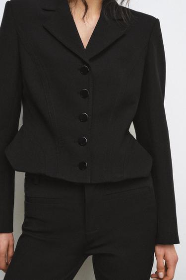 ENSEMBLE BLAZER ET PANTALON CAPRI ZW COLLECTION - Groseille de Zara - Image 3