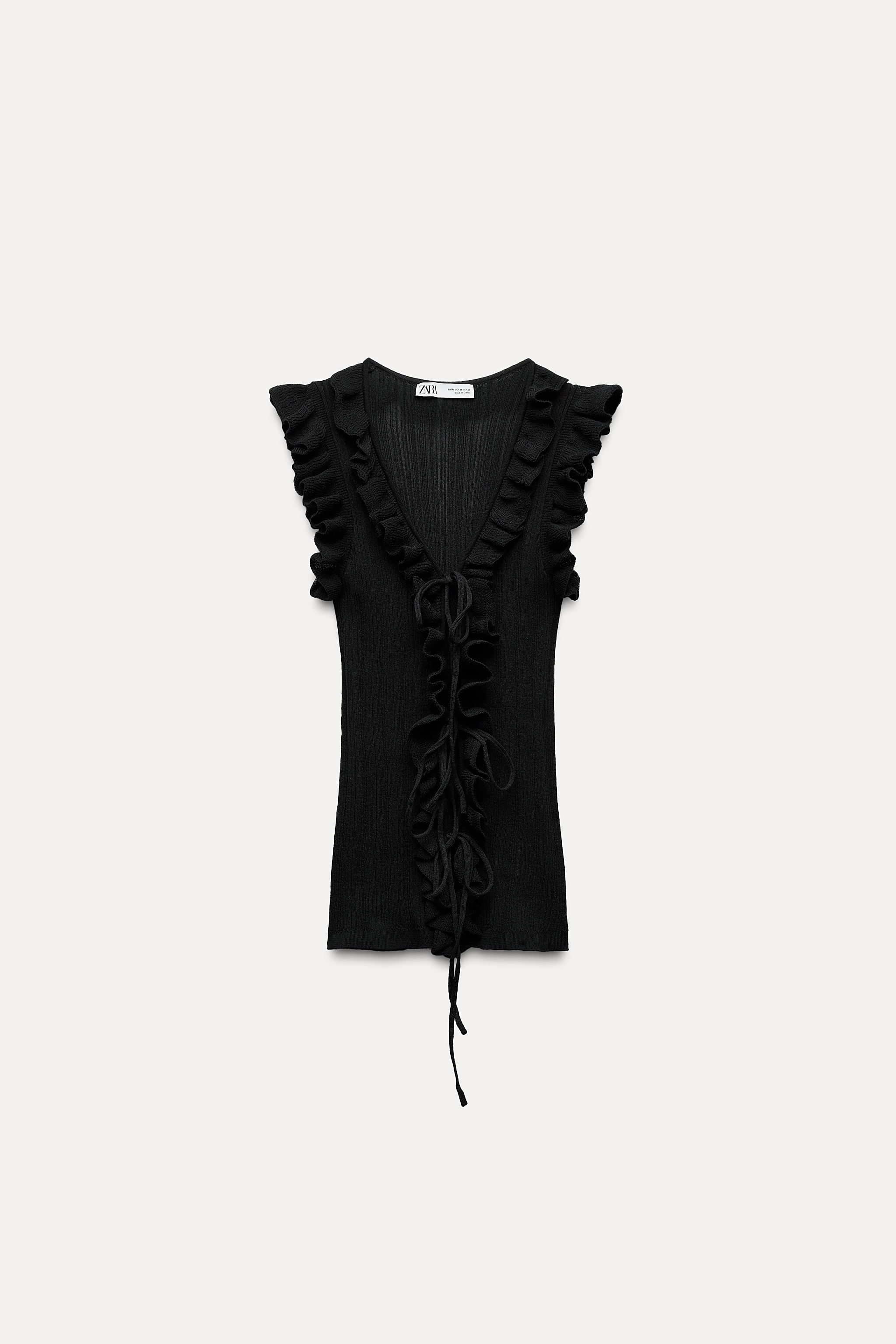 Black ruffle top zara on sale