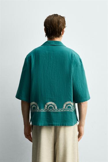 EMBROIDERED FRIEZE SHIRT - Duck blue by Zara - Image 2