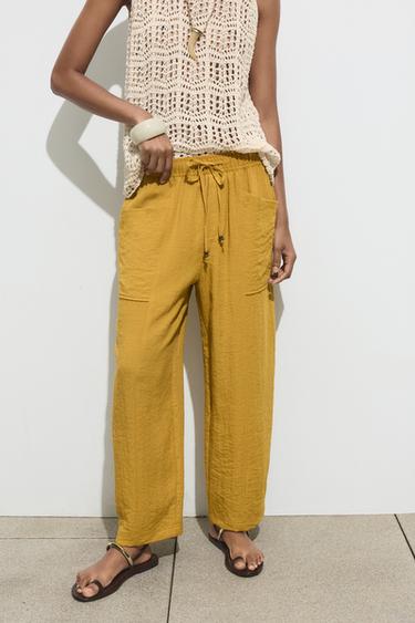RUSTIC TROUSERS WITH ELASTIC WAIST - Curry by Zara - Image 1