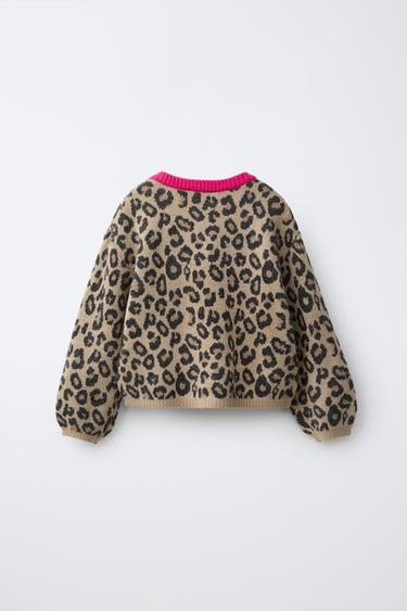 CONTRAST ANIMAL PRINT CARDIGAN — Leopard 2