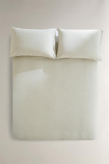 CHECK SEERSUCKER COTTON DUVET COVER - Green by Zara - Image 5