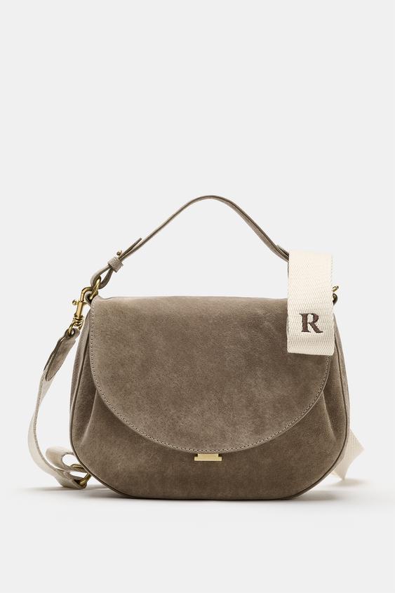 LEATHER FLAP CROSSBODY BAG - Grey by Zara - Image 2