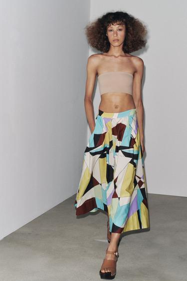 FALDA MIDI ESTAMPADA ZW COLLECTION - Multicolor de Zara