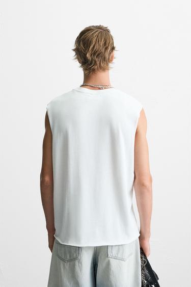 T-SHIRT DÉBARDEUR POINT IRRÉGULIER - Blanc de Zara - Image 2