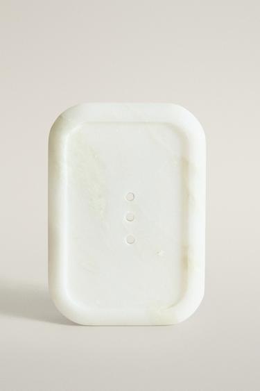 WHITE MARBLE BATHROOM SOAP DISH — white 1