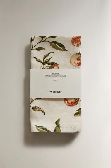 LOT DE 2 SERVIETTES DE TABLE IMPRIMÉ TOMATES - Sable de Zara - Image 4