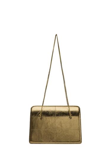 LEATHER SHOULDER BAG - Bronze by Zara - Image 0