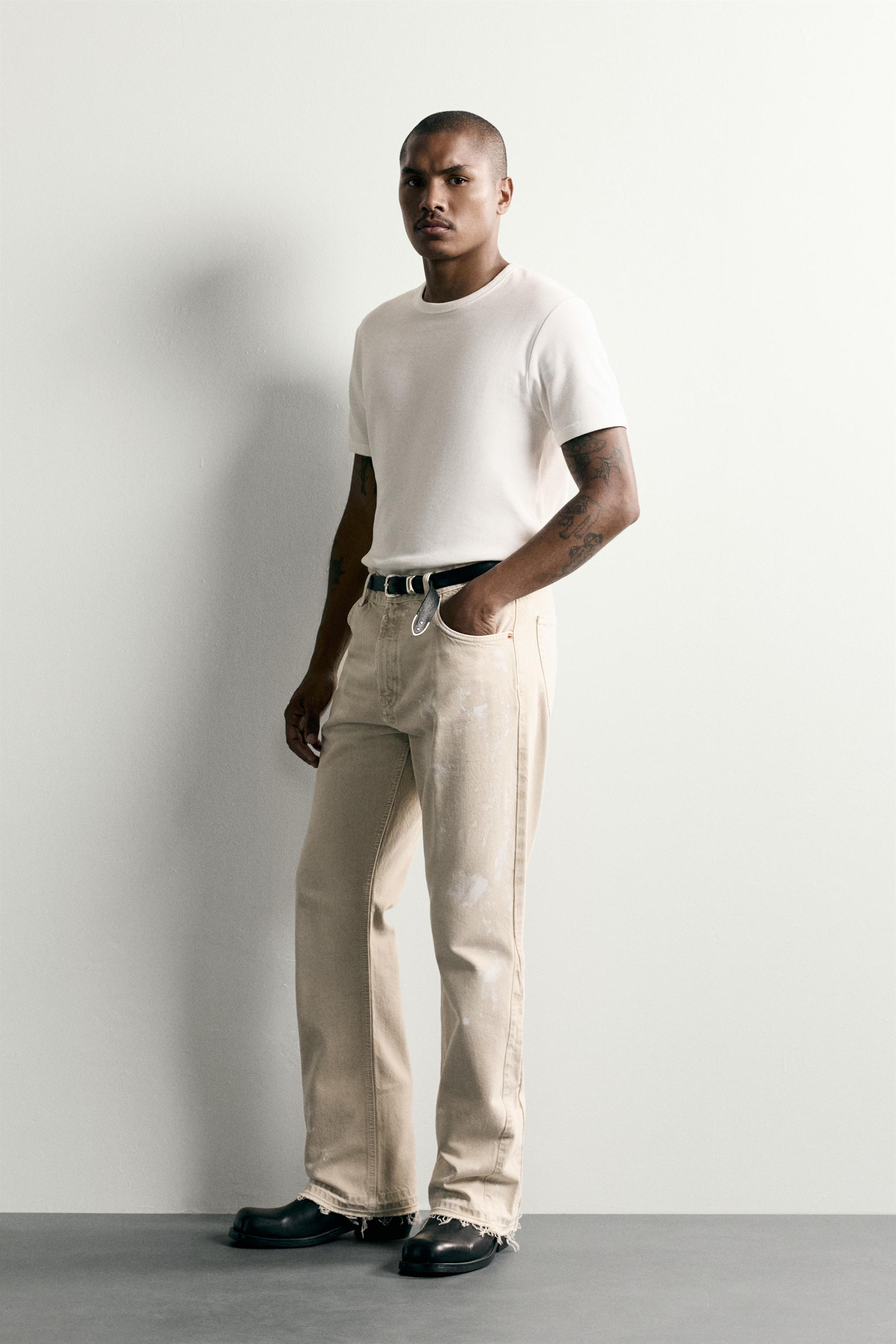 Мужские джинсы Zara PAINT SPLATTER FLARE FIT JEANS — фото 4