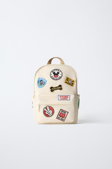 MICKEY MOUSE © DISNEY-RYGSÆK MED PATCHES - Råhvid fra Zara - Billede 0