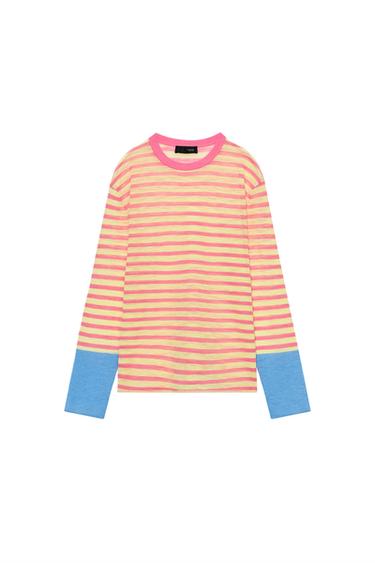 PULOVER DIN TRICOT CU DUNGI - Roz pal de la Zara