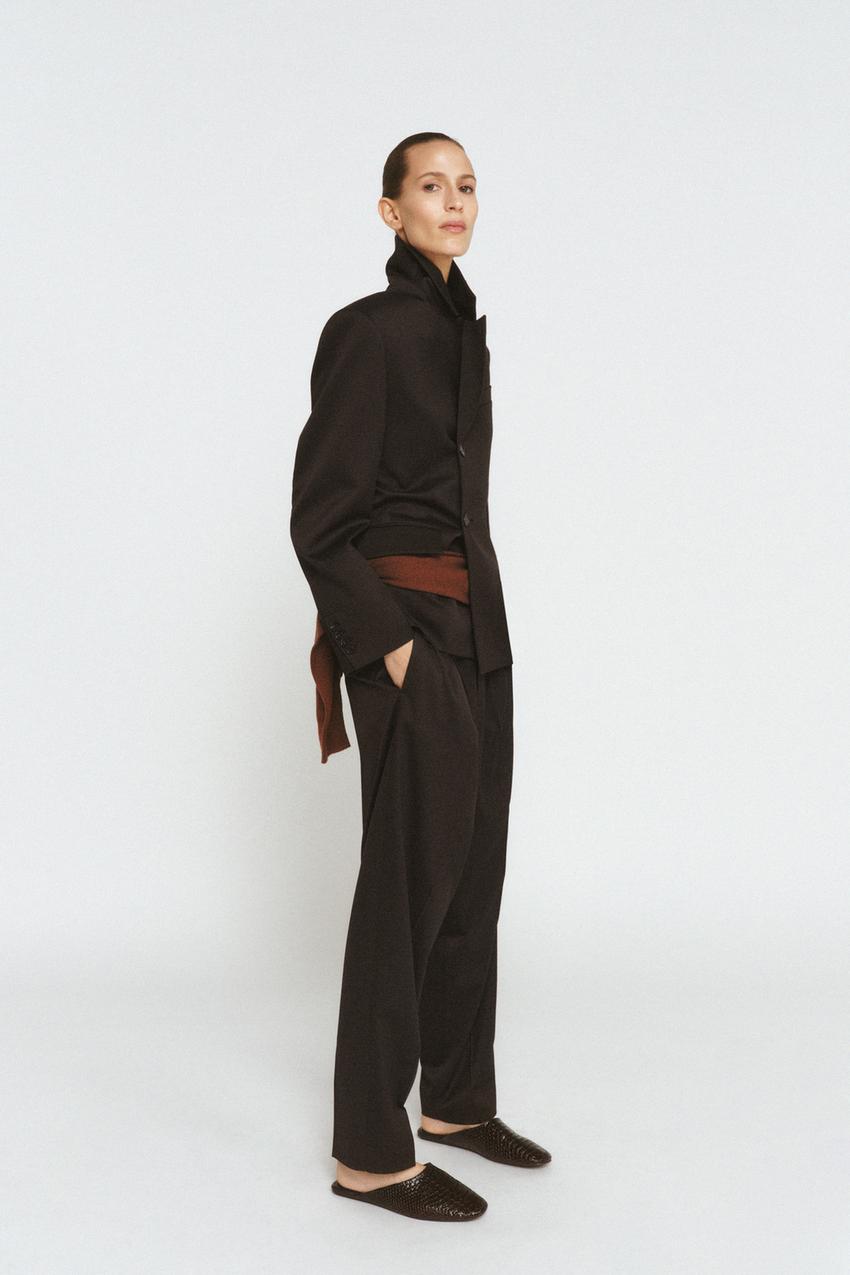 ZW COLLECTION ダブルブレストブレザー - ダークブラウン | ZARA Japan 
