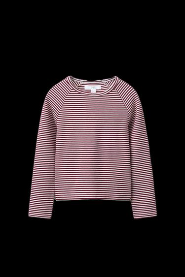 GESTREIFTES T-SHIRT MIT MODAL - Weiß / Rot von Zara