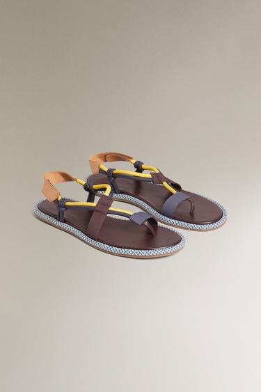 STRAPPY LEATHER SANDALS - Two-tone by Zara - Image 3