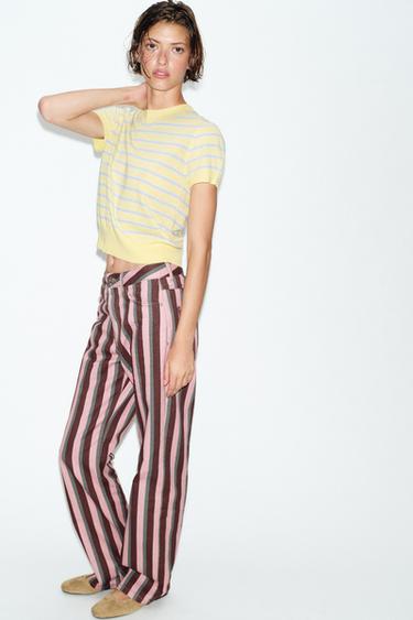 HAUT EN MAILLE FINE À RAYURES ET MANCHES COURTES - Rayures de Zara - Image 3