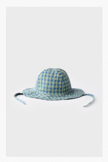 Zara GINGHAM HAT - Blue / Green