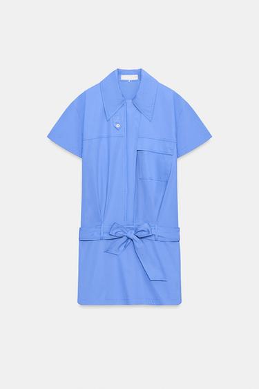 BELTED MINI DRESS - Light blue by Zara - Image 0