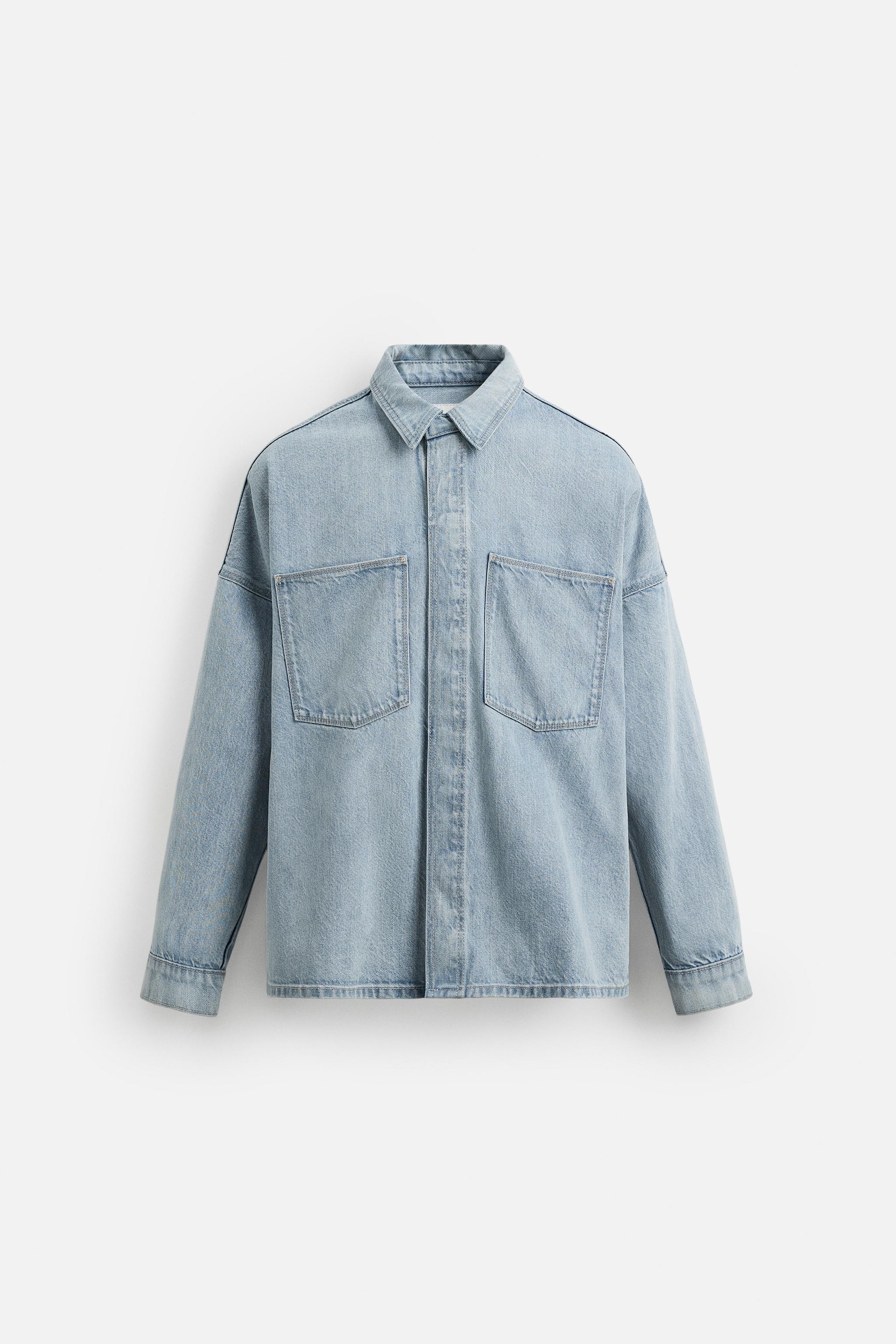 ウォッシュ加工リラックスフィットシャツ - ライトブルー | ZARA