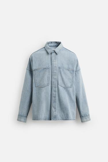 WASHED RELAXED FIT SHIRT - Light blue by Zara