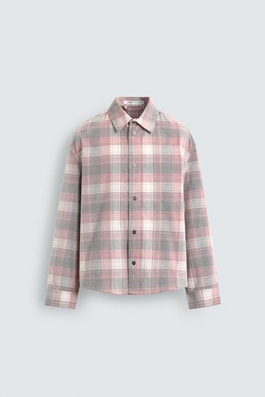 CORDUROY CHECK SHIRT - Pink / White by Zara