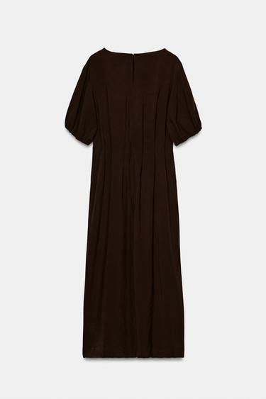 FLOWING PLEATED MIDI DRESS - Chocolate by Zara - Image 6