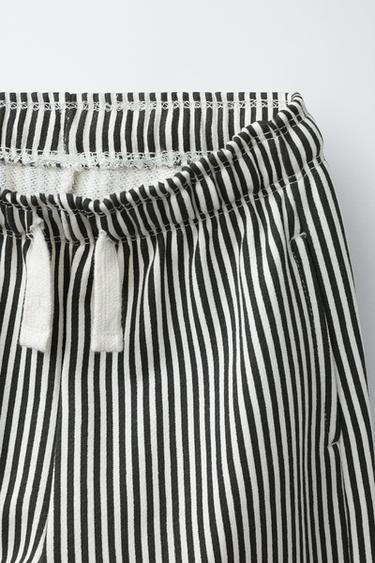 PANTALON EN MOLLETON À RAYURES - Écru / Noir de Zara - Image 2
