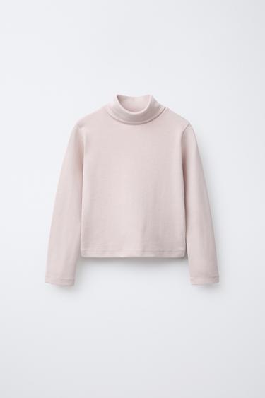 Zara PLAIN TURTLENECK T-SHIRT - Pink