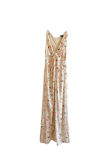 VESTIDO LARGO CUT OUT ESTAMPADO PÁJAROS