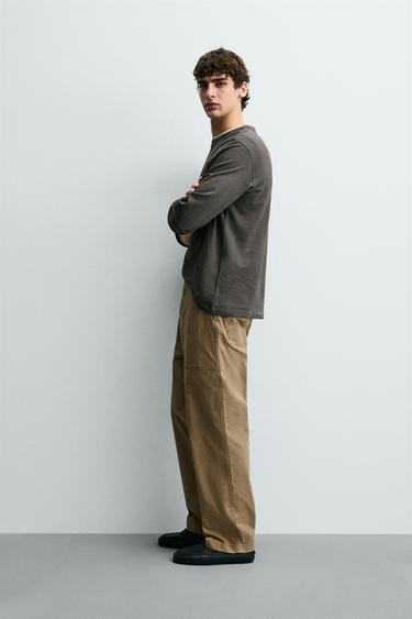 STRIPED LONG SLEEVE T-SHIRT - Dark brown by Zara - Image 3