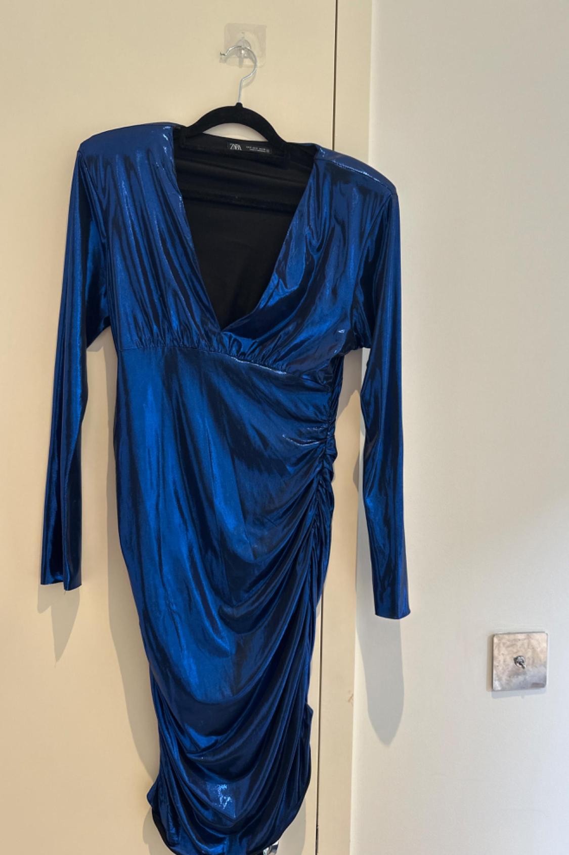 LAMINATED DRAPED DRESS