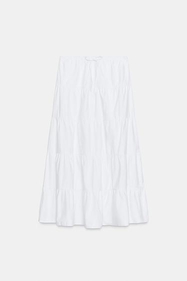 FALDA LARGA PANELES - Blanco de Zara