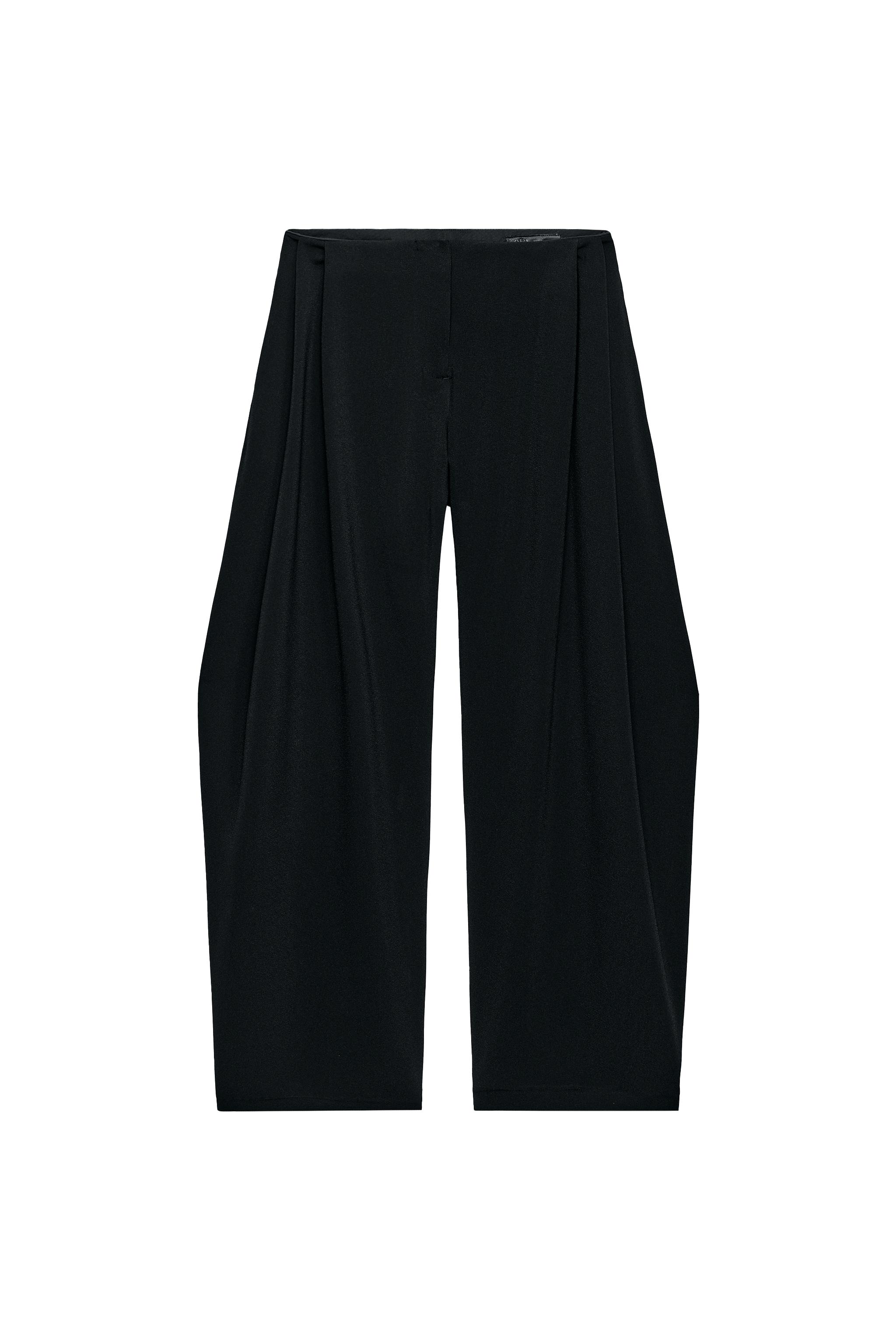 ZW COLLECTION WIDE LEG PLEATED PANTS - Black | ZARA Canada